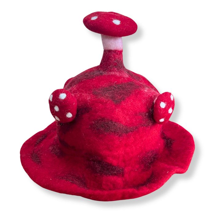 Felted Mushroom Hat - Rush To The Head Red - Image 3