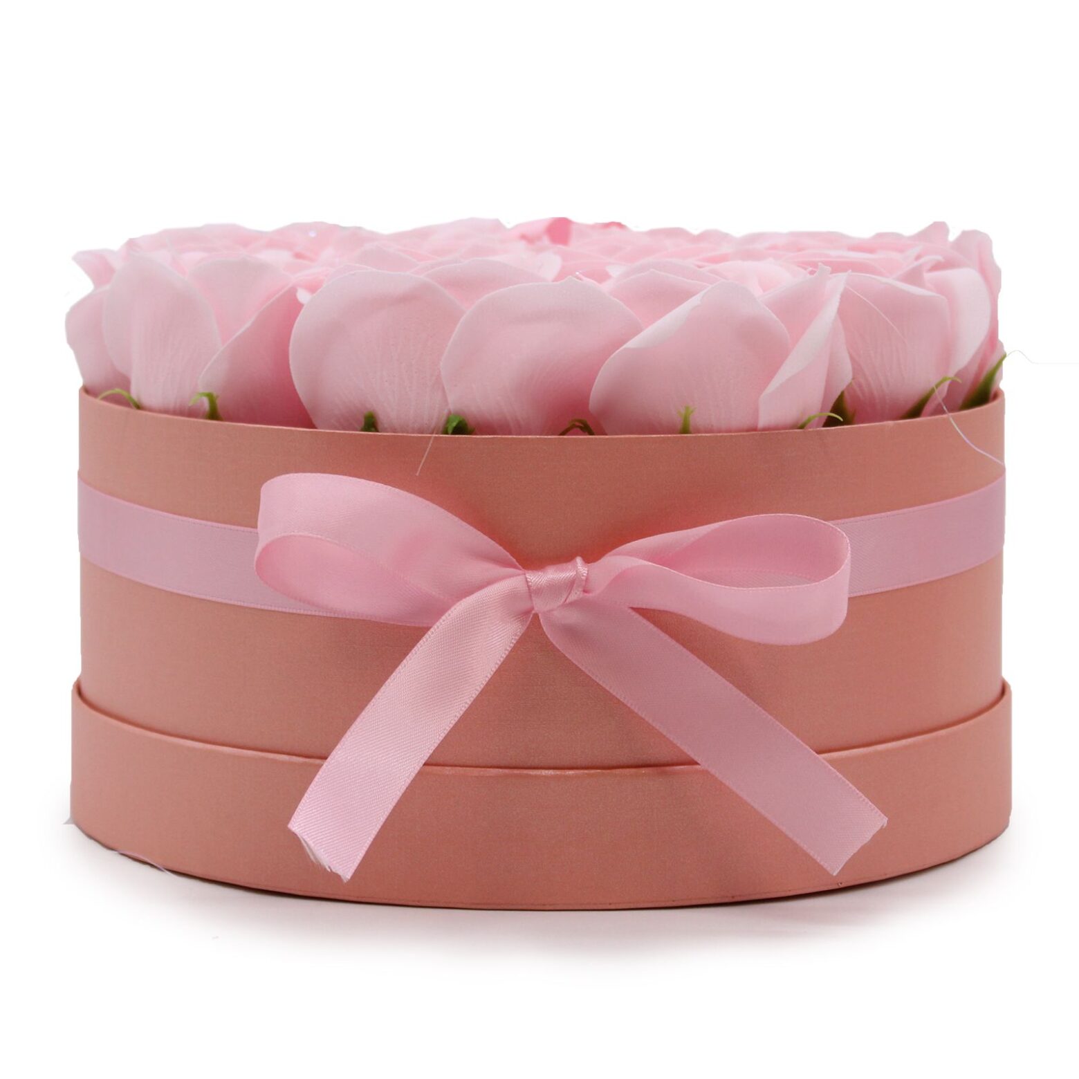 Soap Flower Gift Bouquet - 14 Pink Roses - Round - Image 7