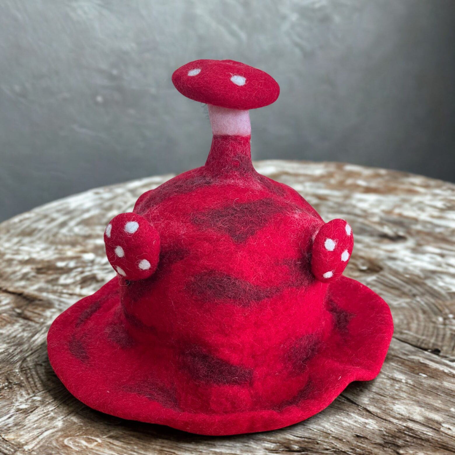 Felted Mushroom Hat - Rush To The Head Red - Image 2