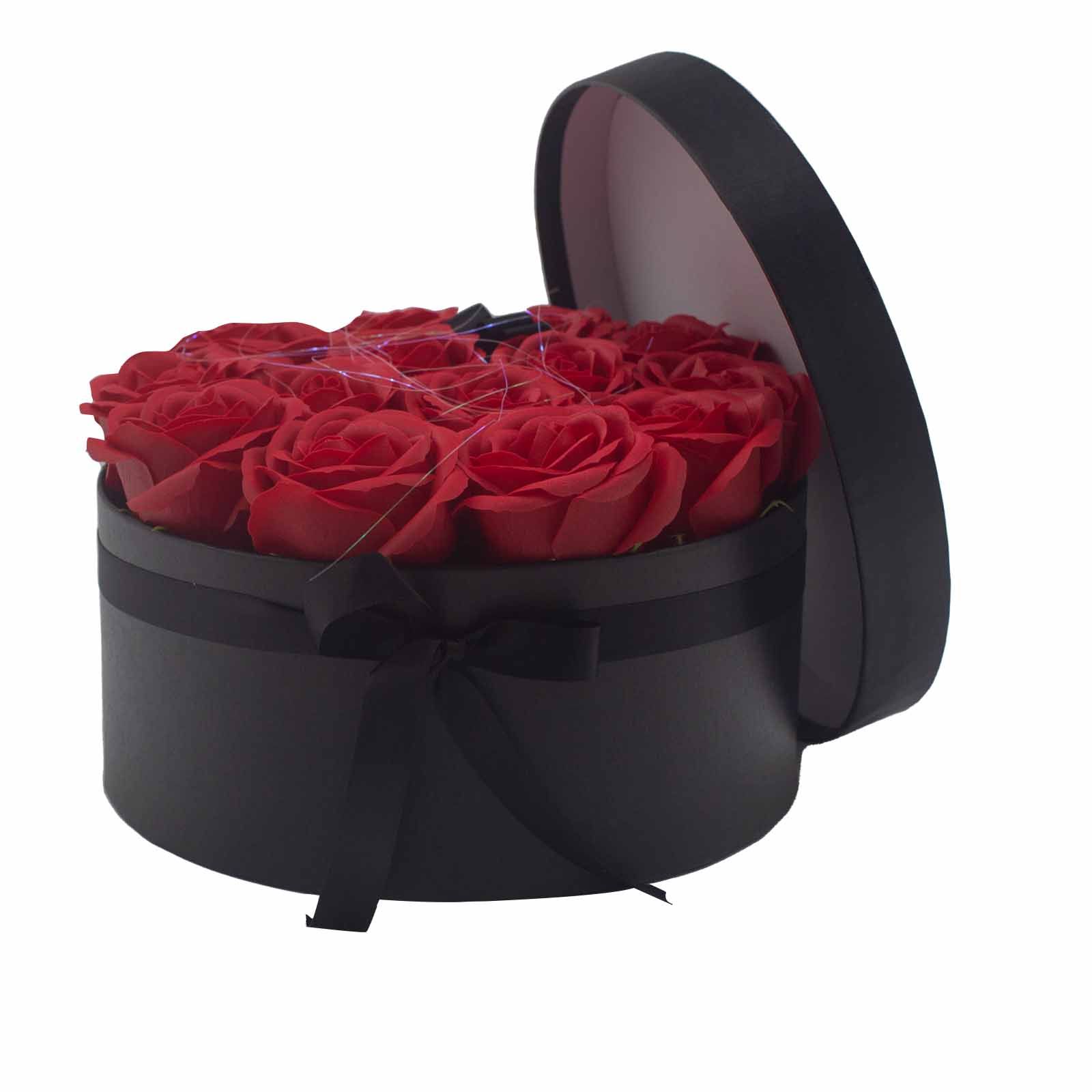 Soap Flower Gift Bouquet - 14 Red Roses - Round - Imagen 2