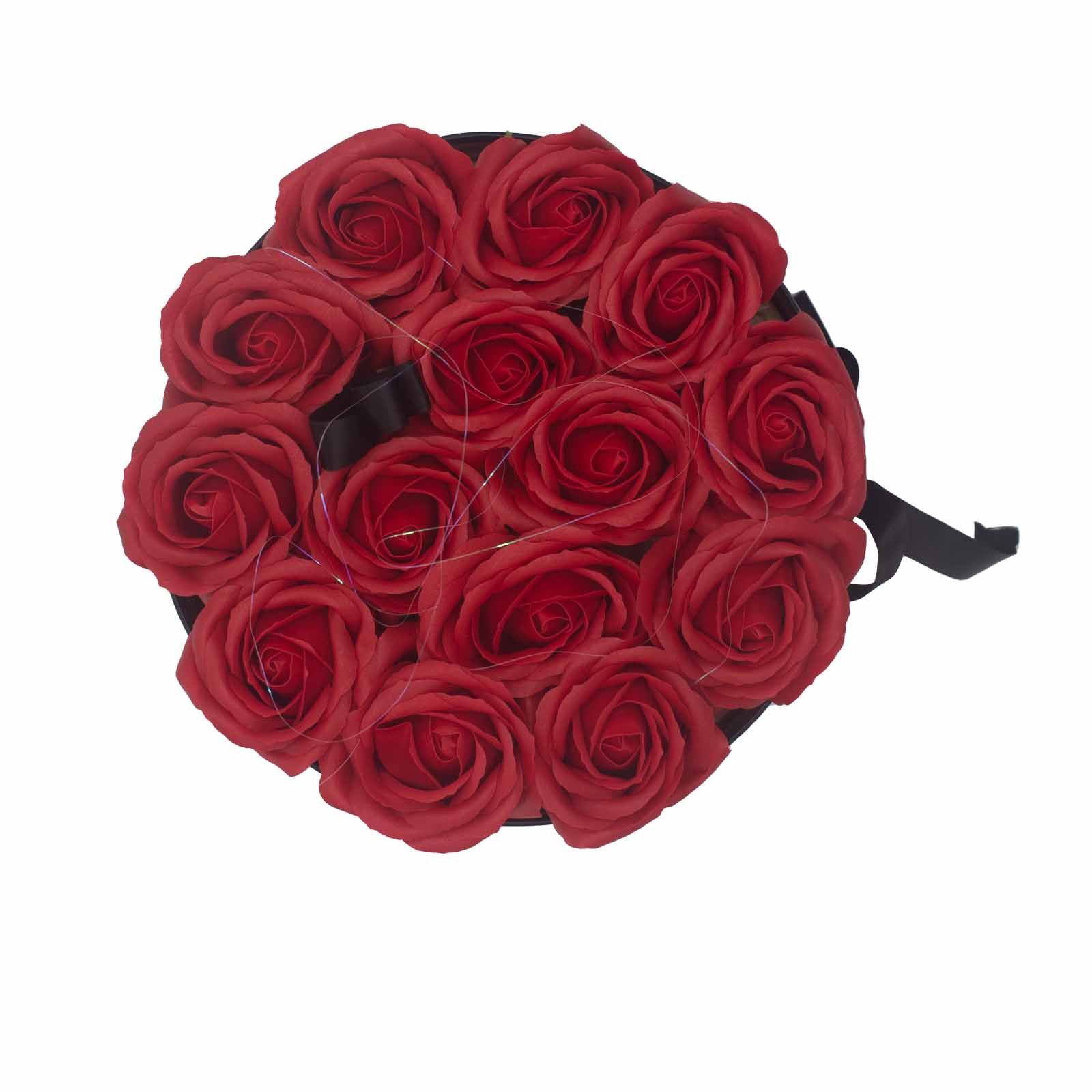 Soap Flower Gift Bouquet - 14 Red Roses - Round - Imagen 5