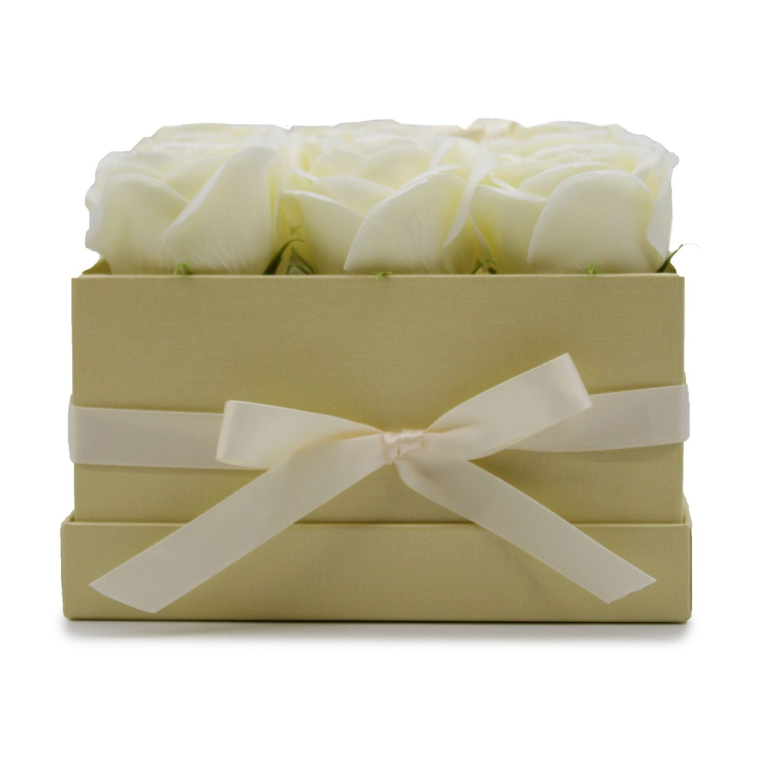 Soap Flower Gift Bouquet - 9 Cream Roses - Square - Image 10